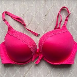 aerie Pink Bow Push Up Bra
